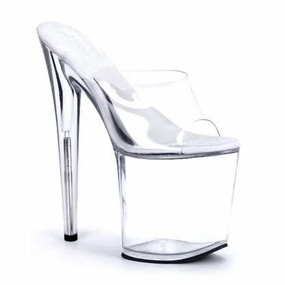 8inch-20cm Autumn Winter Spring Super Stiletto Heeled Open Toe Sandals PVC Clear Waterproof Platform Crystal Height Increasing
