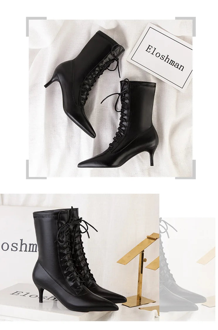 Elegant PU Cross-Tied Sewing Patchwork Women's