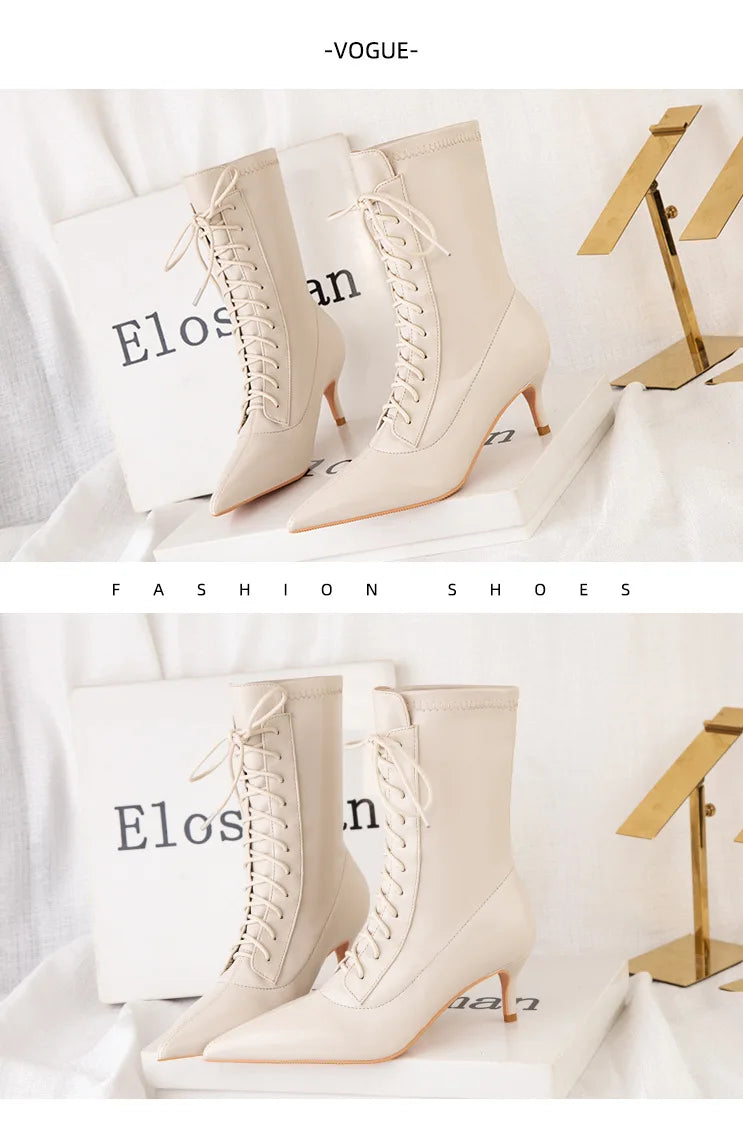 Elegant PU Cross-Tied Sewing Patchwork Women's