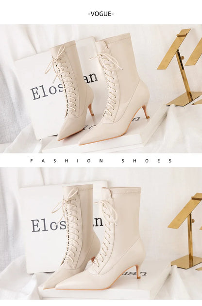 Elegant PU Cross-Tied Sewing Patchwork Women's