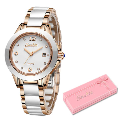 LIGE Brand Sunkta Women Watch 2020 Fashion Ladies Ceramic Wrist Watch Women Dress Watches Stainless Steel Waterproof Date Clock