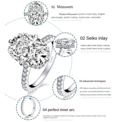 Cbtb Sterling Silver 925 Oval Real Moissanite Rings D Color Vvs1 6ct Women Wedding Luxury Diamond Rings Jewelry