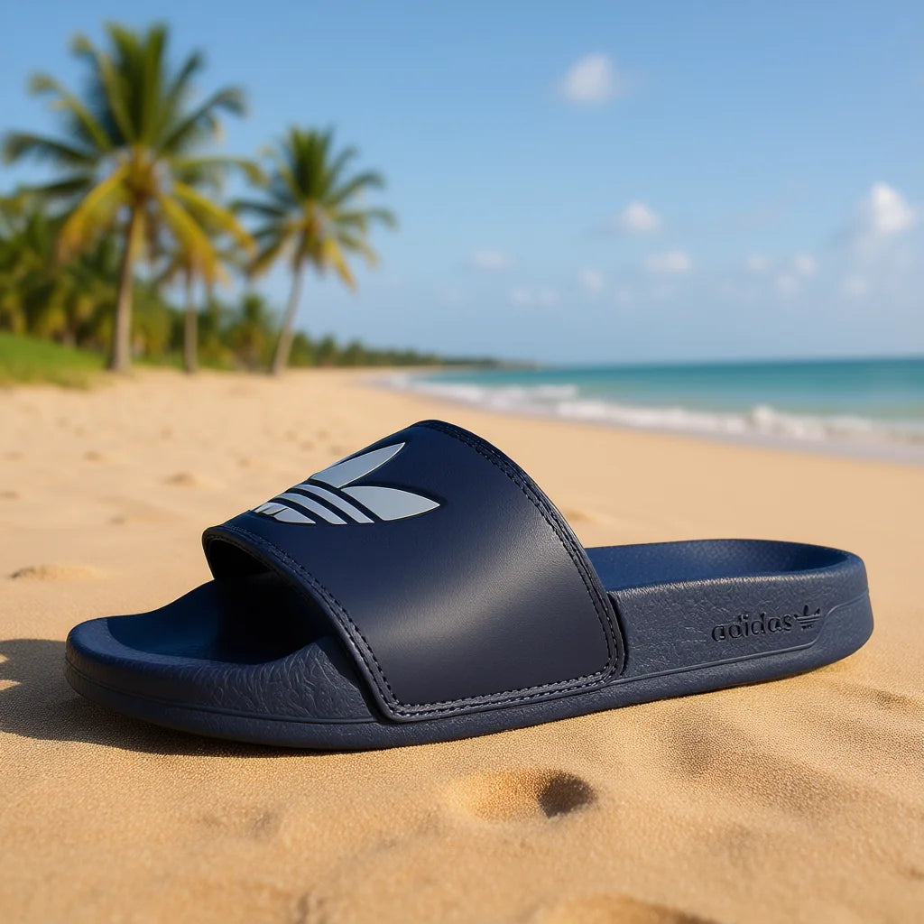 For Adilette Lite Men's Open Toe Sandals Navy Color EVA Sole Slip-On Summer Style 100% Authentic