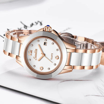 LIGE Brand Sunkta Women Watch 2020 Fashion Ladies Ceramic Wrist Watch Women Dress Watches Stainless Steel Waterproof Date Clock