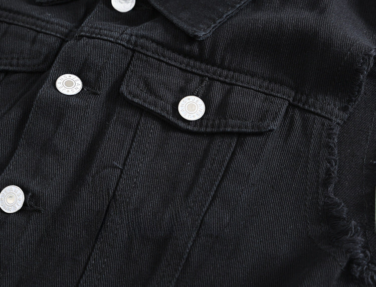 Trendy Men's Spring, Summer and Autumn Denim Vest Black