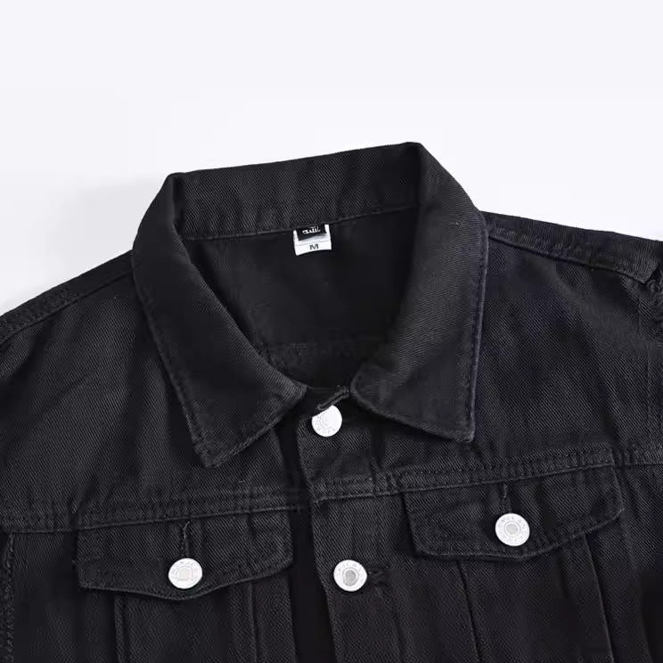 Trendy Men's Spring, Summer and Autumn Denim Vest Black