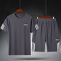 Sports Suit Men's Fitness Sweat Suit Summer Short-Sleeved T-Shirt Loose Quick-Drying Clothing Basketball Training Running Shorts