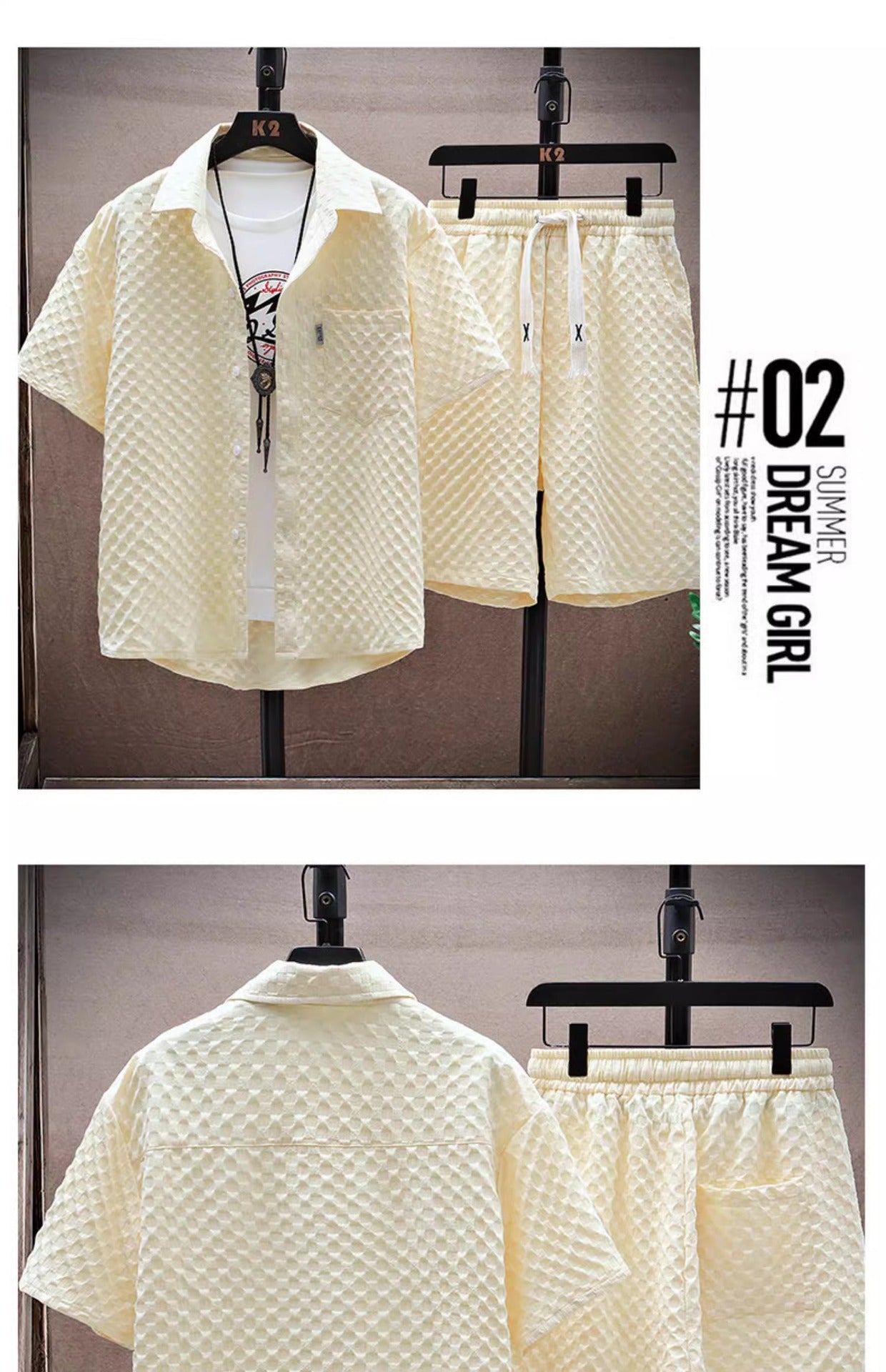 Thin sports leisure two-piece 2024 summer ice silk suit men's