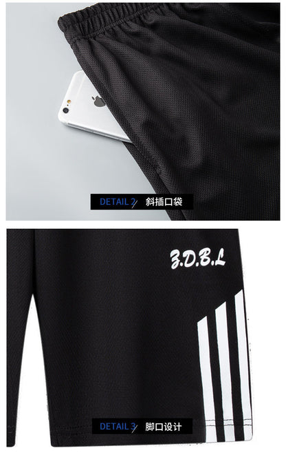 Sports Suit Men's Fitness Sweat Suit Summer Short-Sleeved T-Shirt Loose Quick-Drying Clothing Basketball Training Running Shorts