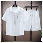 Thin sports leisure two-piece 2024 summer ice silk suit men's