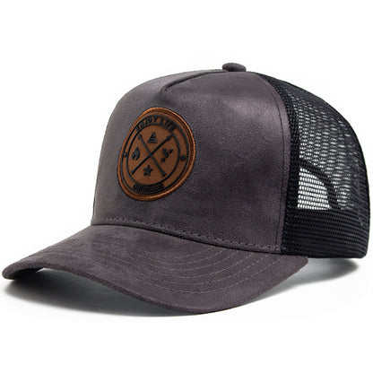 Summer Round Label Suede Baseball Cap Men's