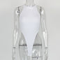 Summer New Foreign Trade European and American Women's Slim-fit Vest Top Sexy Hanging Neck Sleeveless High Split Jongsuit