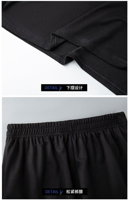 Sports Suit Men's Fitness Sweat Suit Summer Short-Sleeved T-Shirt Loose Quick-Drying Clothing Basketball Training Running Shorts