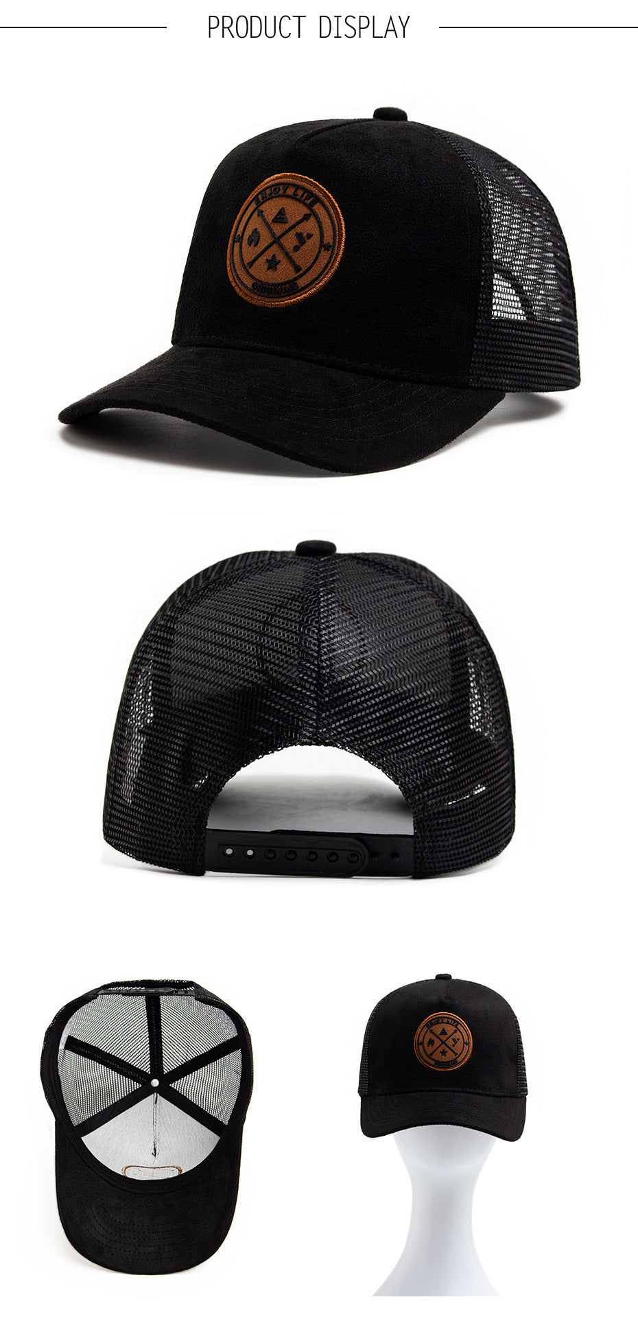 Summer Round Label Suede Baseball Cap Men's