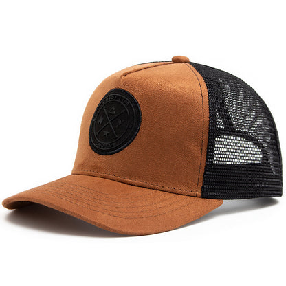 Summer Round Label Suede Baseball Cap Men's