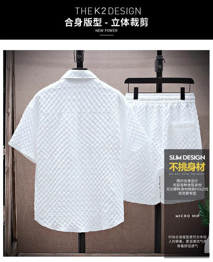 Thin sports leisure two-piece 2024 summer ice silk suit men's