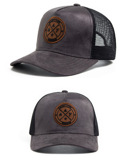 Summer Round Label Suede Baseball Cap Men's