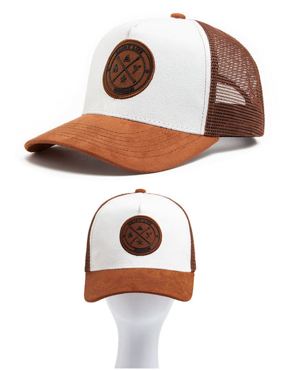Summer Round Label Suede Baseball Cap Men's
