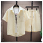 Thin sports leisure two-piece 2024 summer ice silk suit men's
