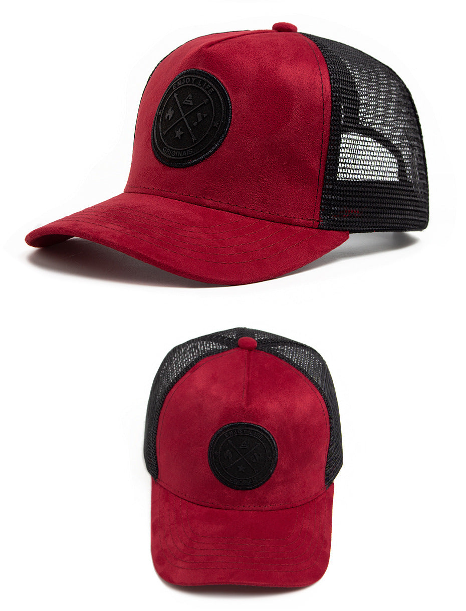 Summer Round Label Suede Baseball Cap Men's