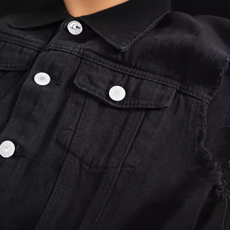 Trendy Men's Spring, Summer and Autumn Denim Vest Black
