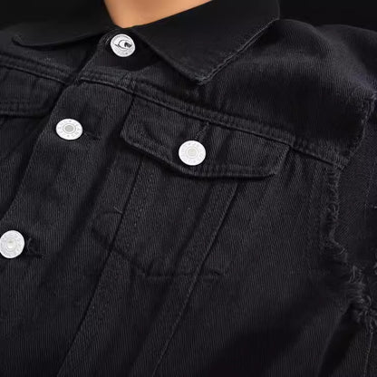 Trendy Men's Spring, Summer and Autumn Denim Vest Black