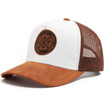 Summer Round Label Suede Baseball Cap Men's