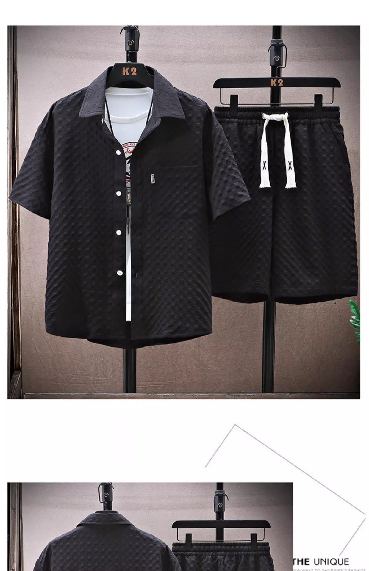 Thin sports leisure two-piece 2024 summer ice silk suit men's