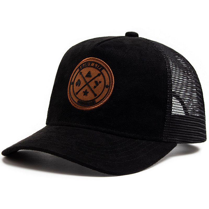 Summer Round Label Suede Baseball Cap Men's