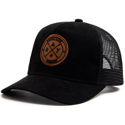 Summer Round Label Suede Baseball Cap Men's