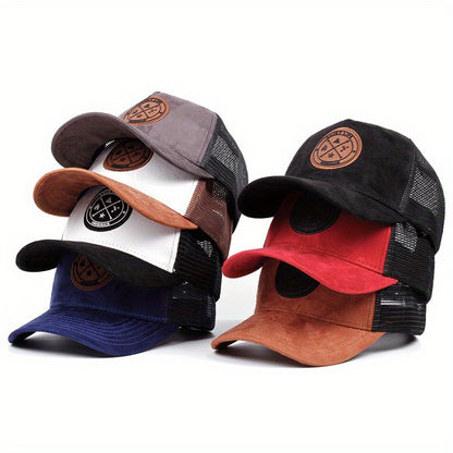 Summer Round Label Suede Baseball Cap Men's