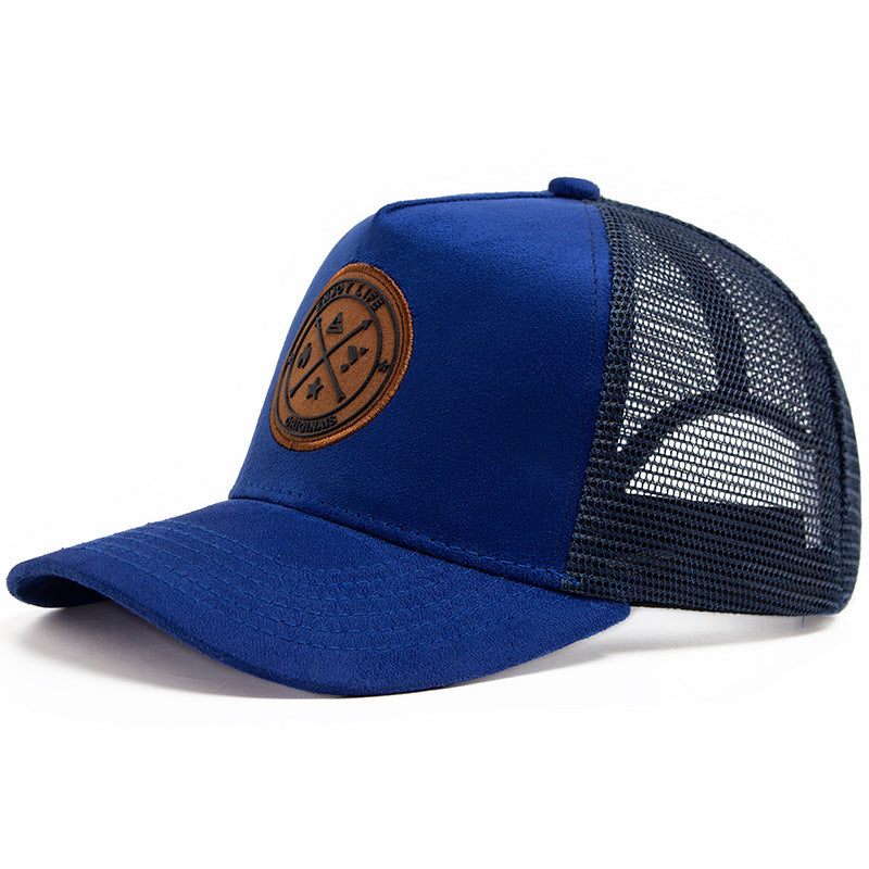 Summer Round Label Suede Baseball Cap Men's