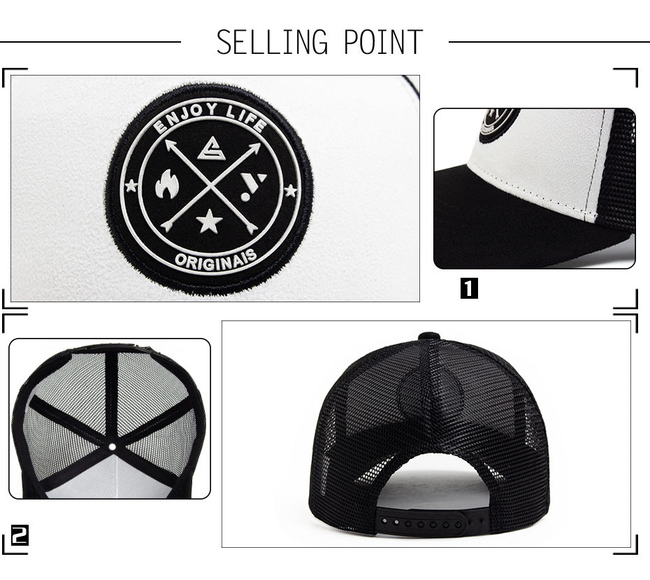 Summer Round Label Suede Baseball Cap Men's