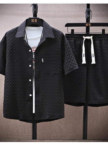 Thin sports leisure two-piece 2024 summer ice silk suit men's