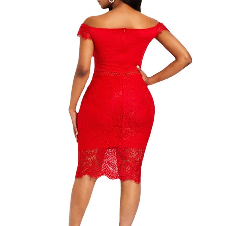 Factory Ready-Made Cross-Border European and American Evening Dress Short-Sleeved