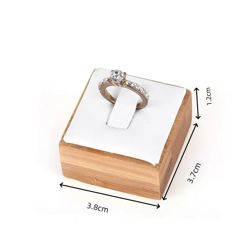 Wooden Ring Display Stand Rings Organizer Jewelry Holder Jewelry Show Props Jewelry Box Packaging Leather And Velvet Case