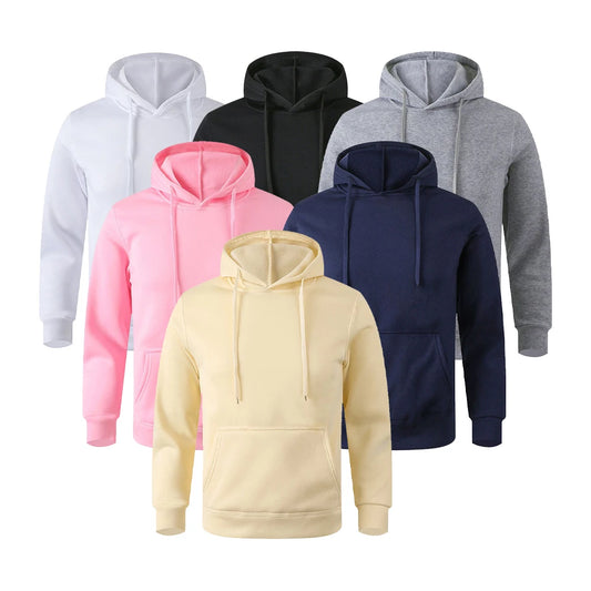 Unisex Casual Hoodie – Solid Color Pullover Sweatshirt