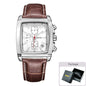 MEGIR Fashion Casual Men Chronograph Quartz Watch Top Brand Military Sport Wristwatch Man Rectangle  Leather Watches Male 2028