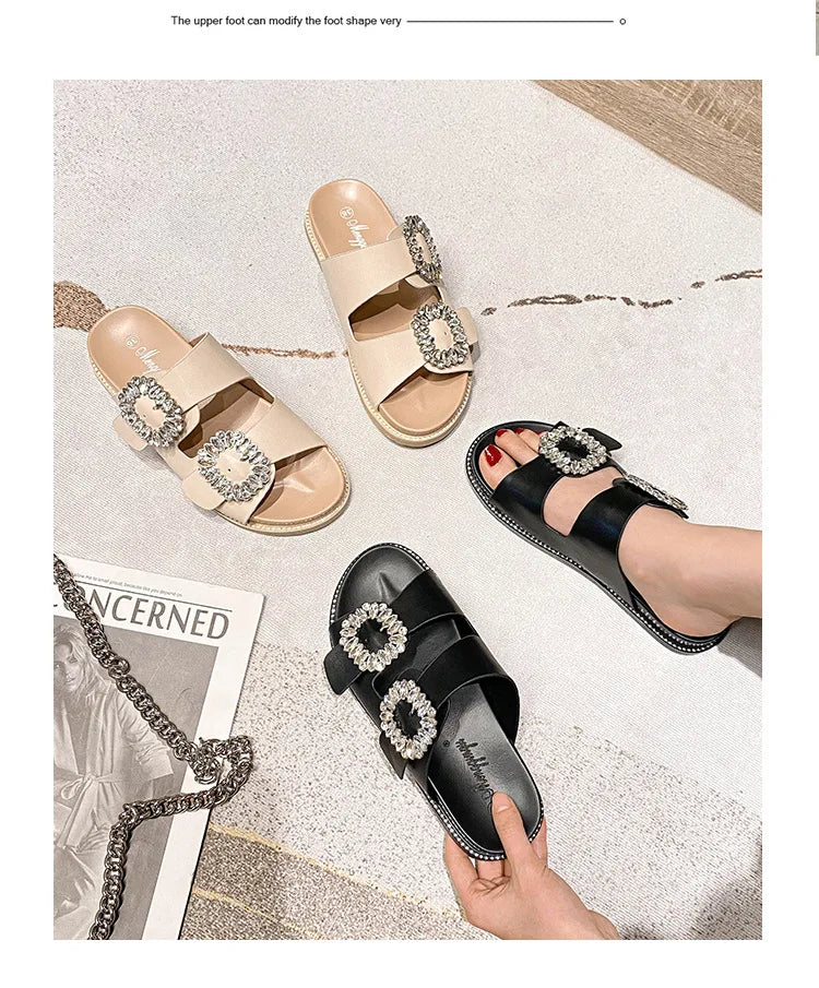 2026 Brand Rhinestone Buckle Sandals