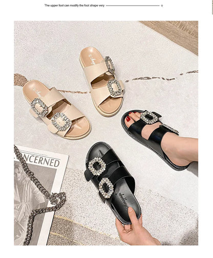2026 Brand Rhinestone Buckle Sandals