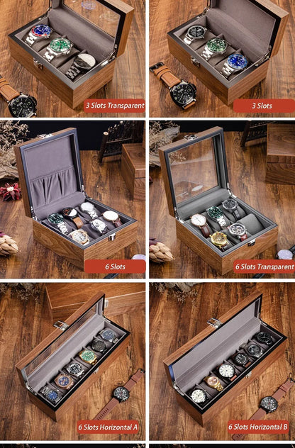 Wooden Watch Box Mens Watch Case Storage Box Travel Luxury Watches Organizer Display Collection Portable Storage Boxes Men Gift
