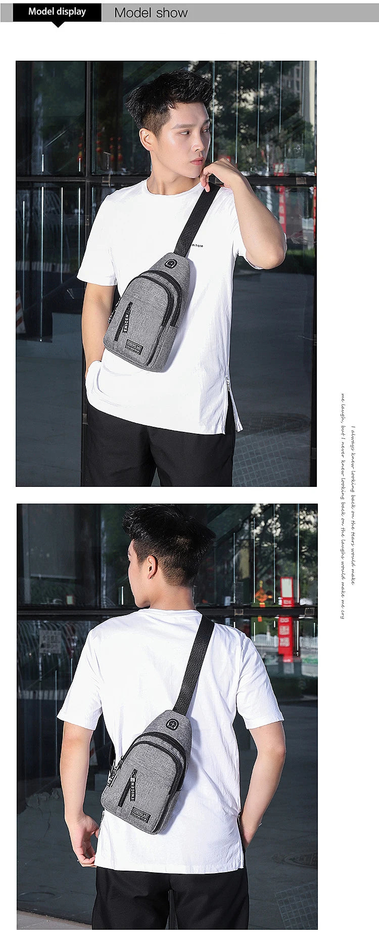 Travel Men's Handbags Multifunctional USB Chest Bag Designer Messenger Crossbody Bags Water-Proof Shoulder Bag Sports Back Pack