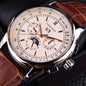 Forsining Retro Mechancial Watches Moon Phase Shanghai Movement Rose Gold Case Brown Leather Strap Luxury Automatic Mens Watch