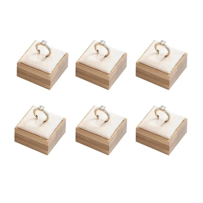 Wooden Ring Display Stand Rings Organizer Jewelry Holder Jewelry Show Props Jewelry Box Packaging Leather And Velvet Case