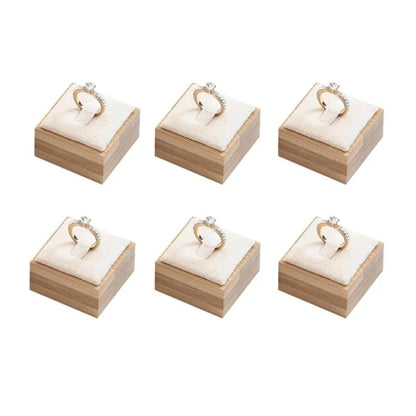 Wooden Ring Display Stand Rings Organizer Jewelry Holder Jewelry Show Props Jewelry Box Packaging Leather And Velvet Case