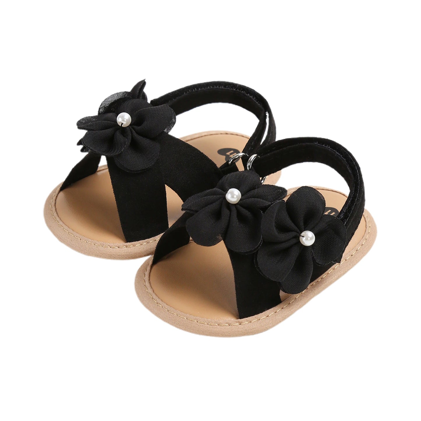 Sandálias de verão para bebês meninas de 0 a 18 meses, decorações de flores 3d fofas, sapatos de sola plana antiderrapantes, sapatos para primeiros passos recém-nascidos