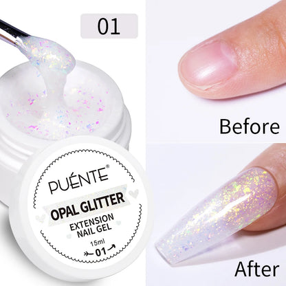 30ML Glitter Poly Nail Gel Hema Free Pink Glitter Acrylic Gel Finger Extension Nail Gel Semi-Permanent Nail Varnish For Manicure