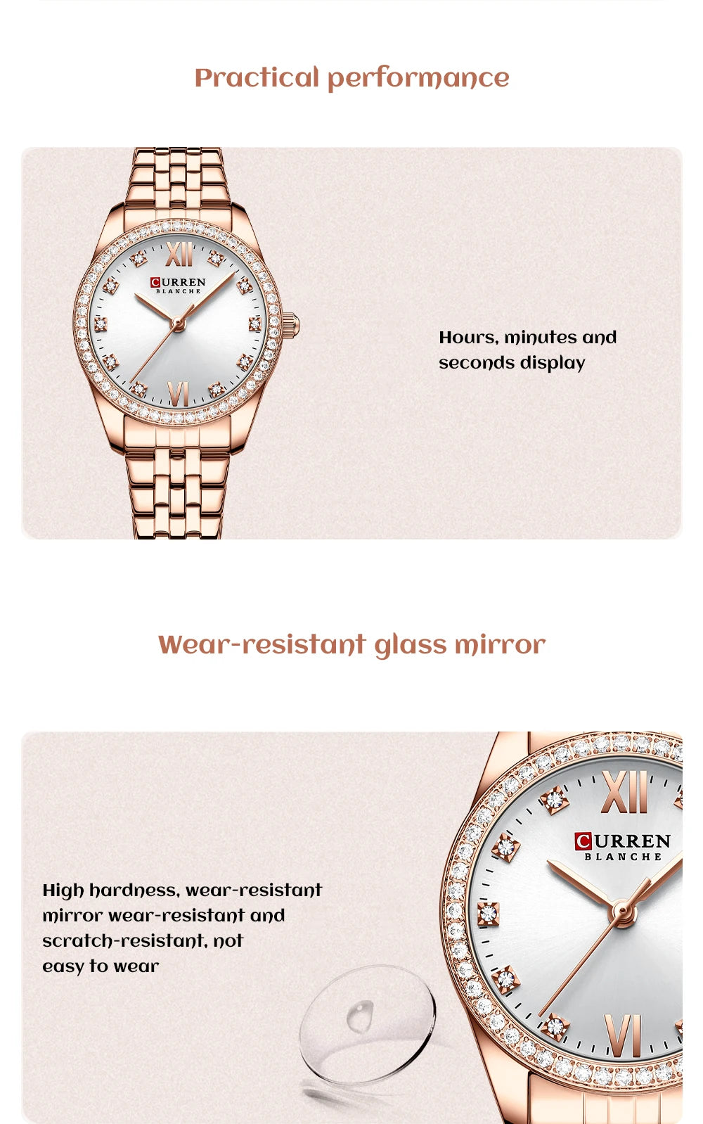 CURREN Luxury Watch Women Ring Necklace Earrings Rhinestone Fashion Wristwatch Female Casual Ladies Watches Bracelet 5PCS Set