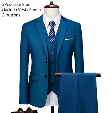 Suits For Men 3 Pieces Set Elegant Wedding  Fashion Classic Full Jackets Vest Pants Blazers Outfit 2026 Formal Costume