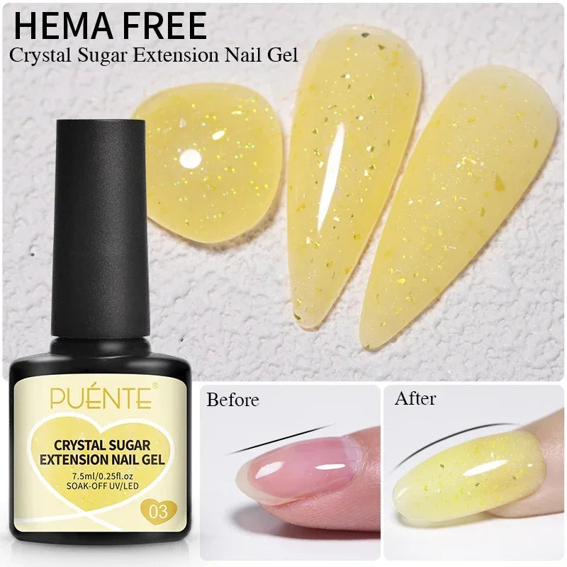 30ML Glitter Poly Nail Gel Hema Free Pink Glitter Acrylic Gel Finger Extension Nail Gel Semi-Permanent Nail Varnish For Manicure